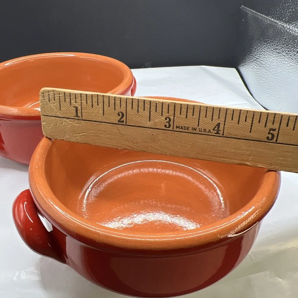 Pair 2 De Silva Terracotta Ceramic Casserole Ramekin Bowl Red Made in Italy